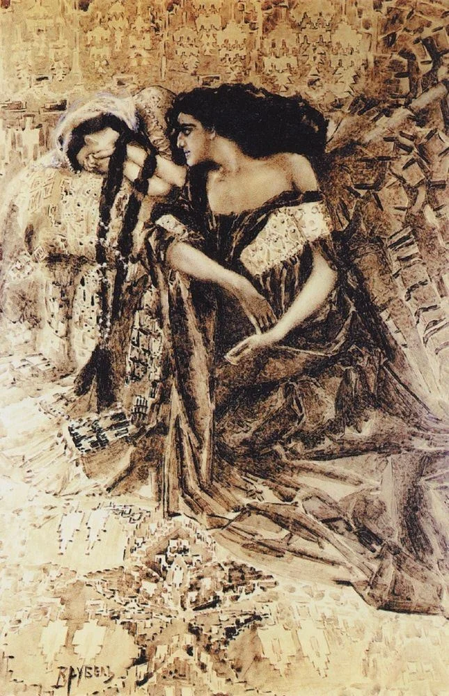 Tamara and the Demon, by Mikhail Vrubel, unspecified, 1896