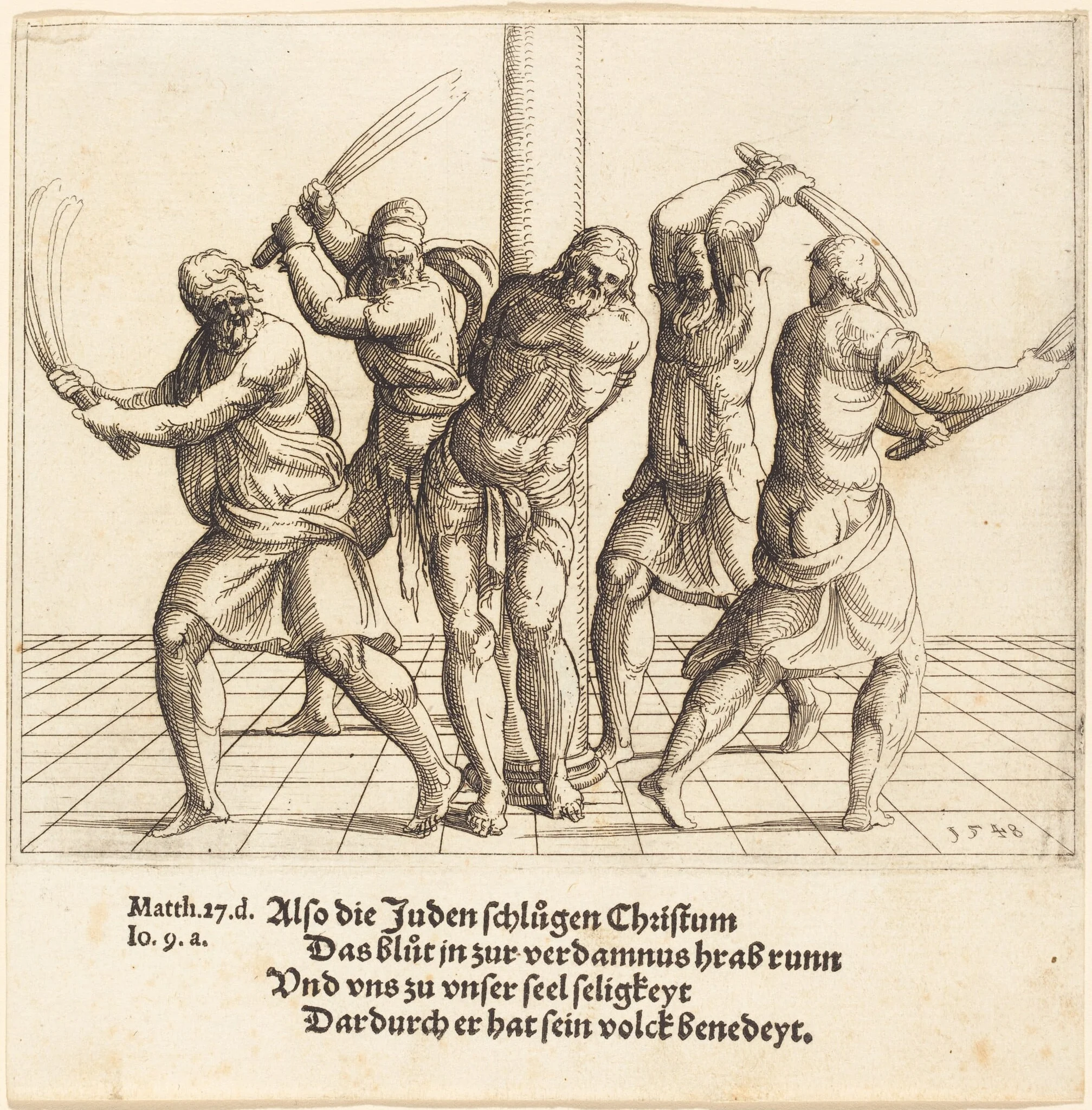 The Flagellation, by Augustin Hirschvogel, ink, 1548