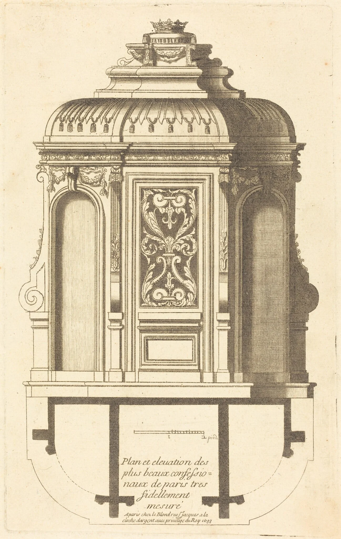 Plan et elevation des plus beaux confessionnaux de Paris, tres fidelemant mesure