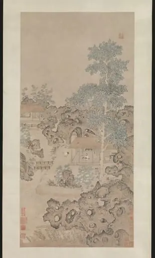 明　佚名　琴鶴圖　軸|Playing the zither for a crane