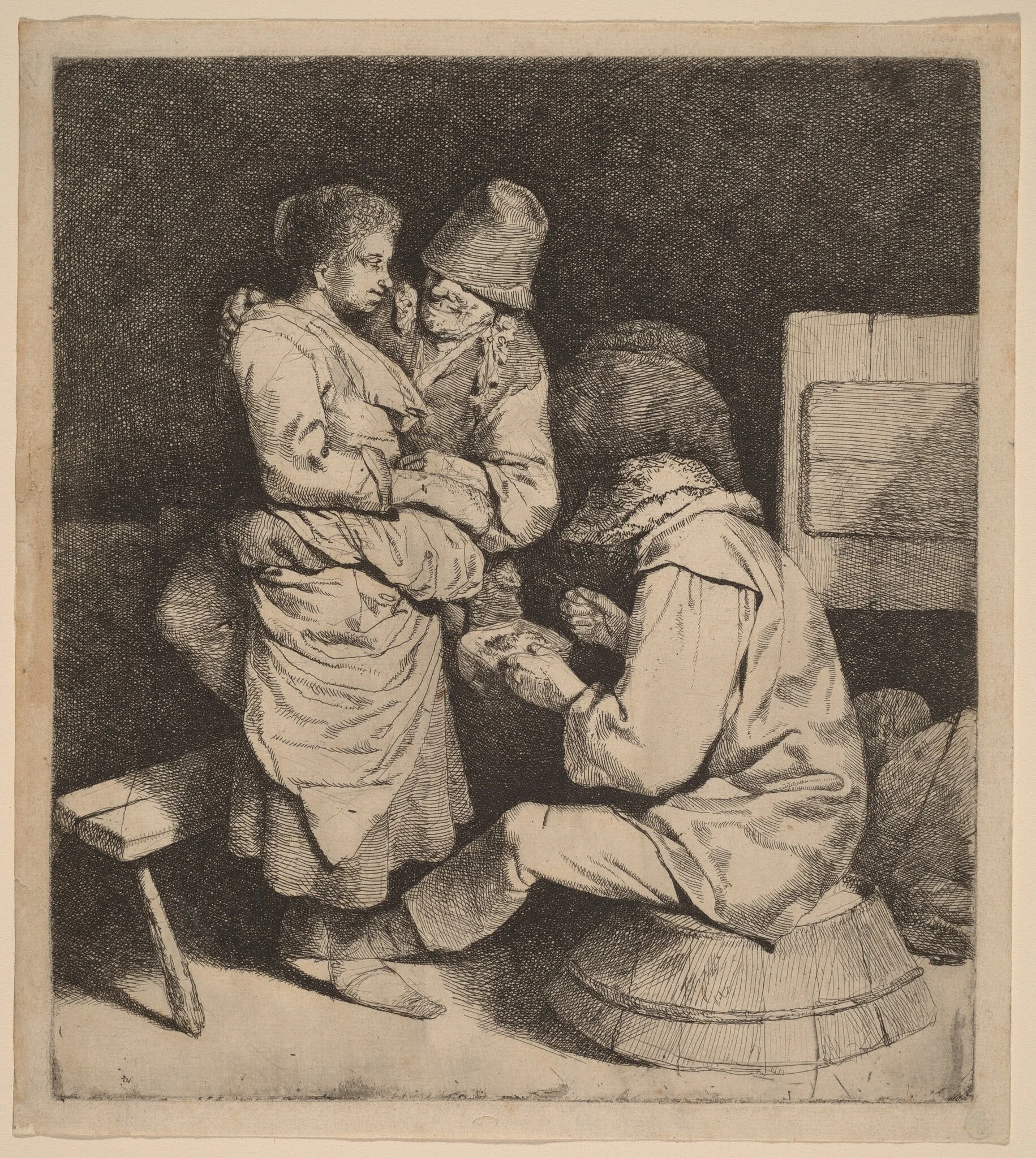 The Young Innkeeper, by Cornelis Pietersz Bega, ink, 1648