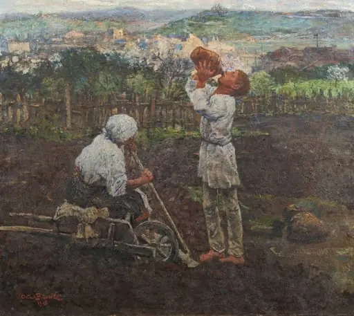 La munca câmpului. Dimineața la sapă