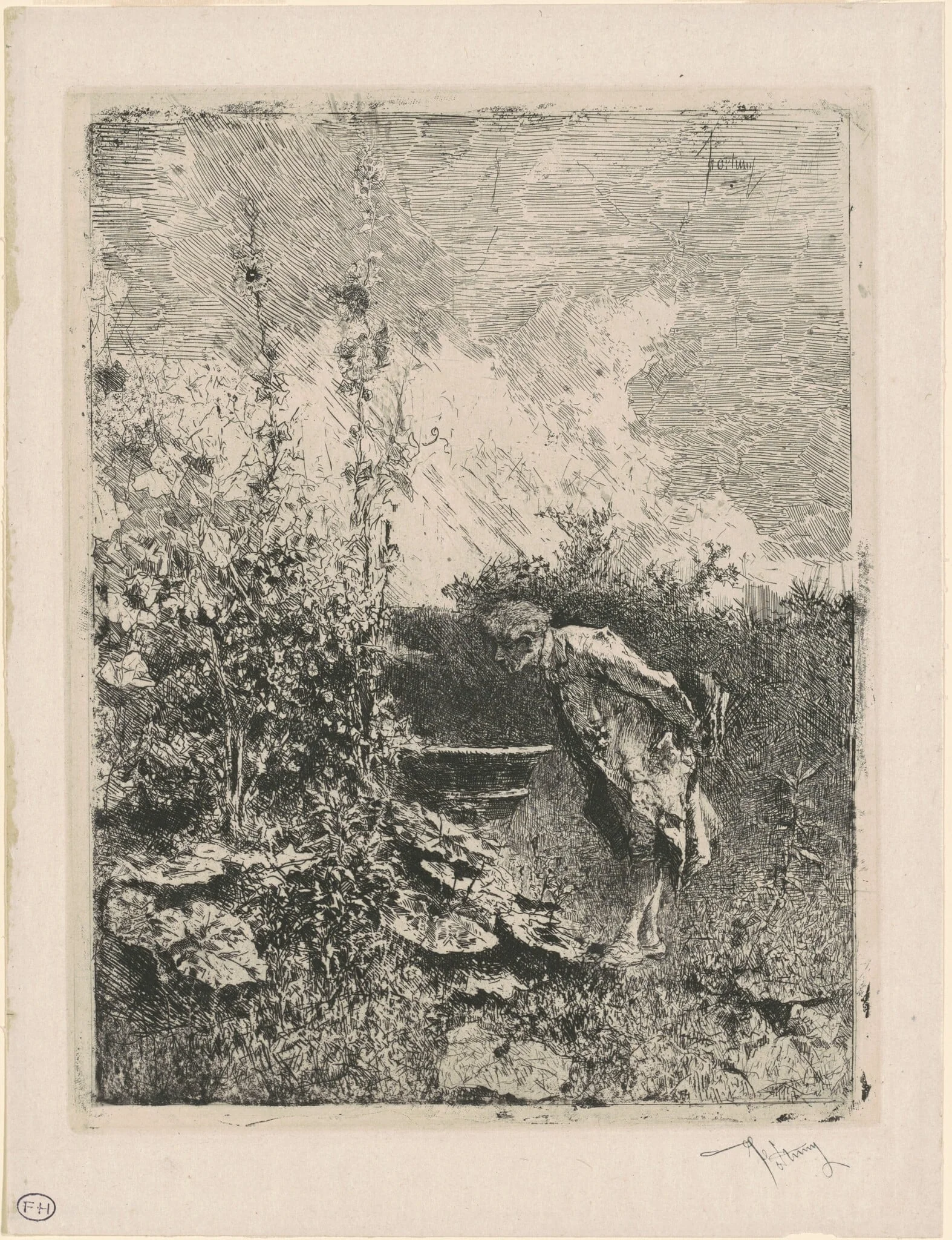 L'Amateur de jardin (The Gardening Enthusiast), by Mariano Fortuny Marsal, ink, 1878