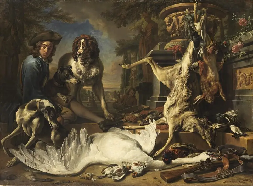 Hunting still life with swan
