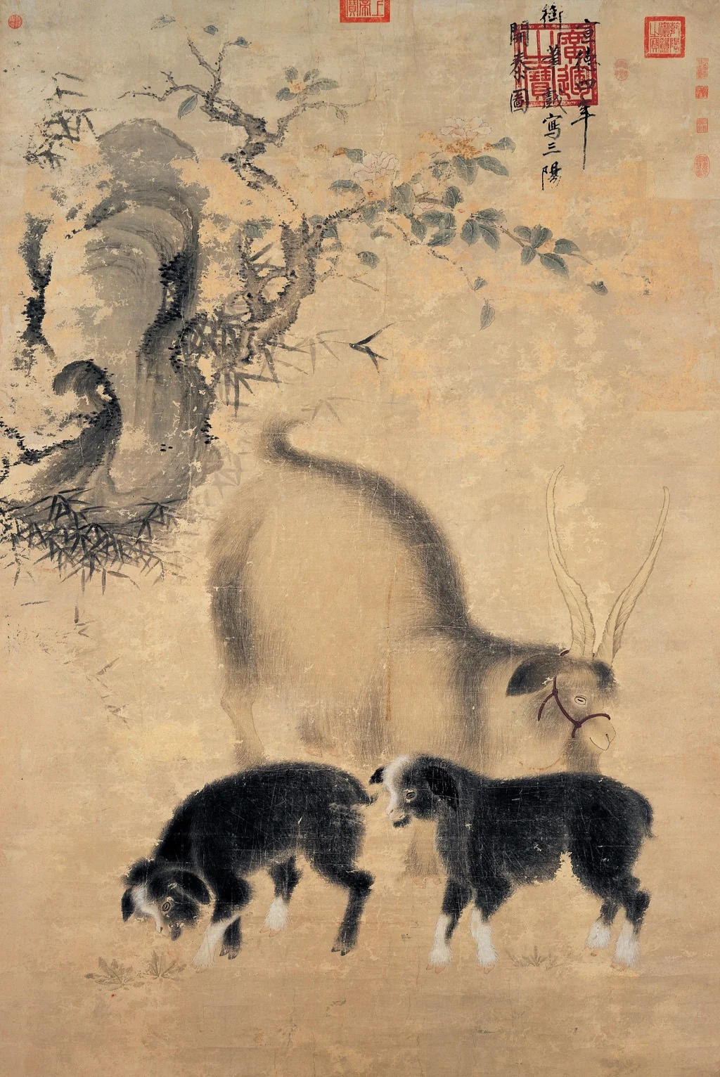 Three Goats, Symbol of Prosperity, by Xuande Emperor, unspecified, 1429