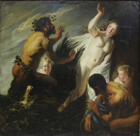 Pan and Syrinx, by Jacob Jordaens, oil, 1650