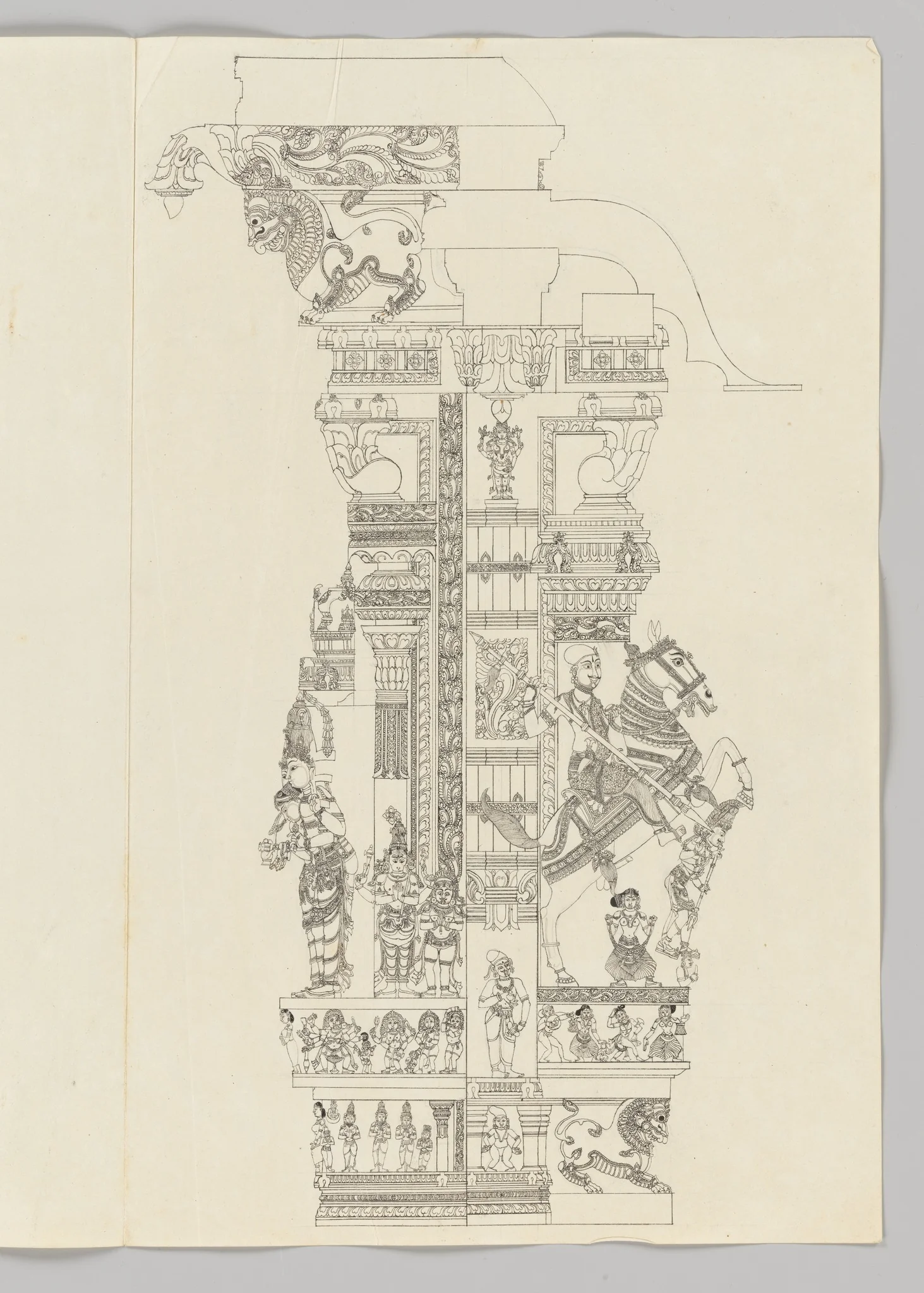 Marriage of Minakshi and Sundareshvara; equestrian warrior with spear, by Unknown, unspecified, 1800