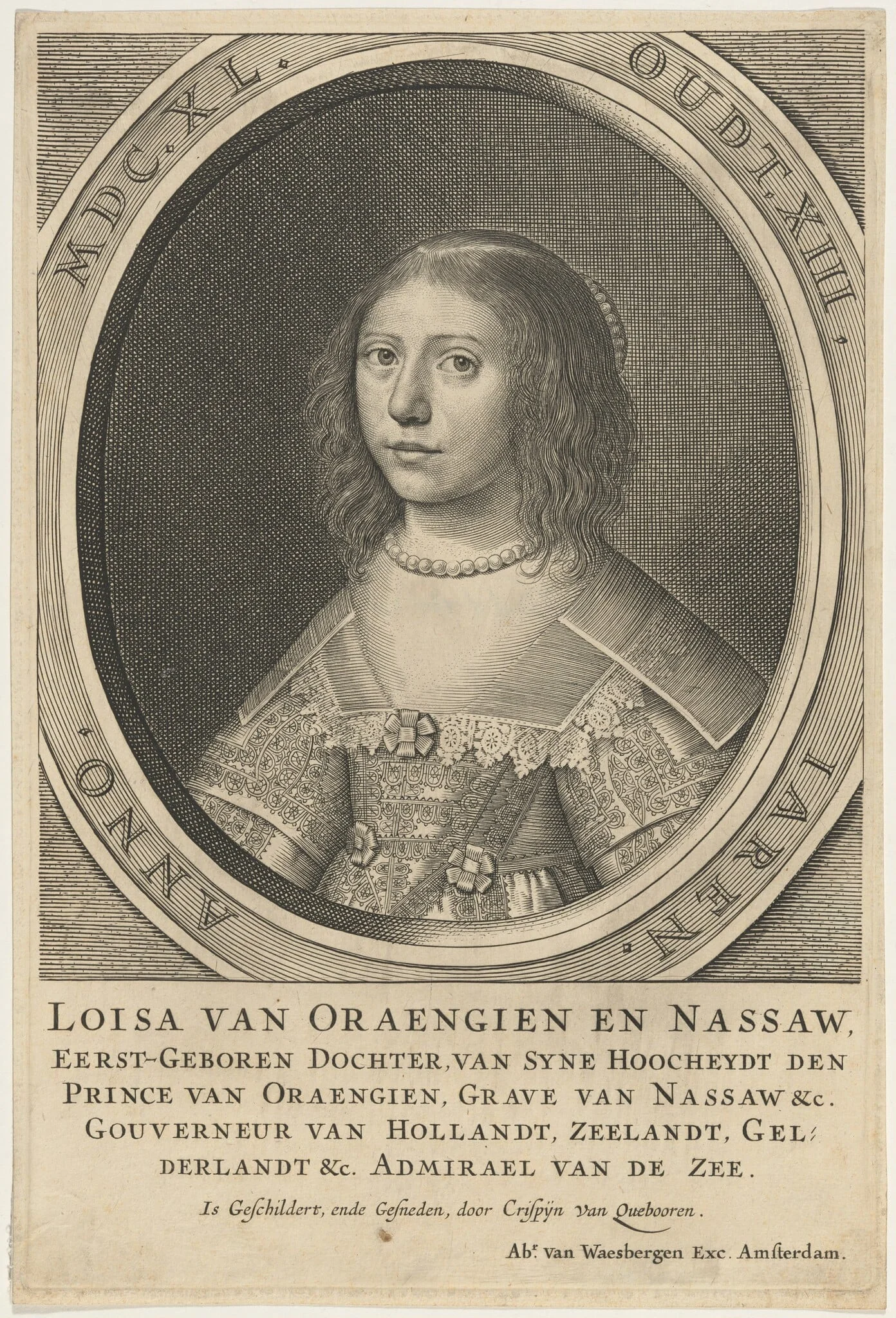 Princess Louisa, Daughter of Henry Frederick, by Crispyn van den Queboorn, ink, 1628