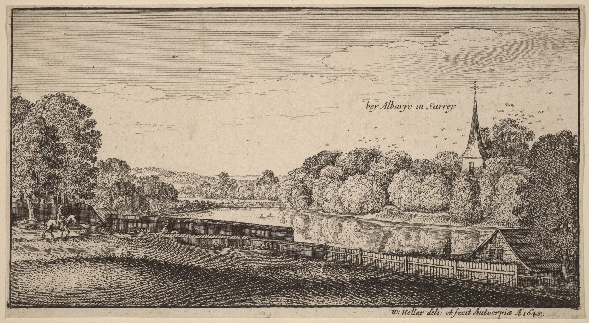 Near Albury, by Wenceslaus Hollar, ink, 1645