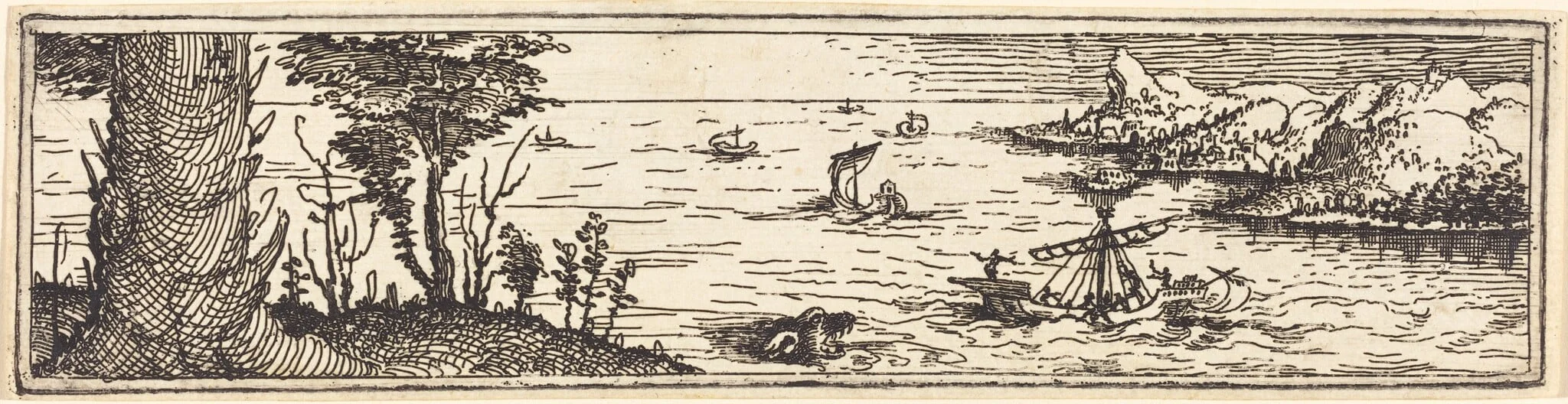 Landscape with a Lake and Sailing-Vessels
