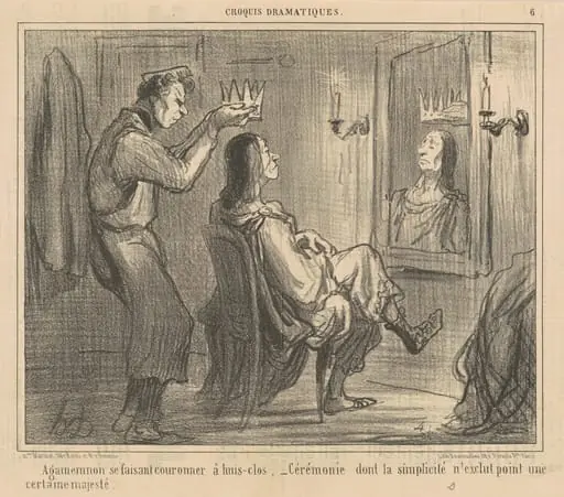 Agamemnon se fiasant couronner a huis-clos