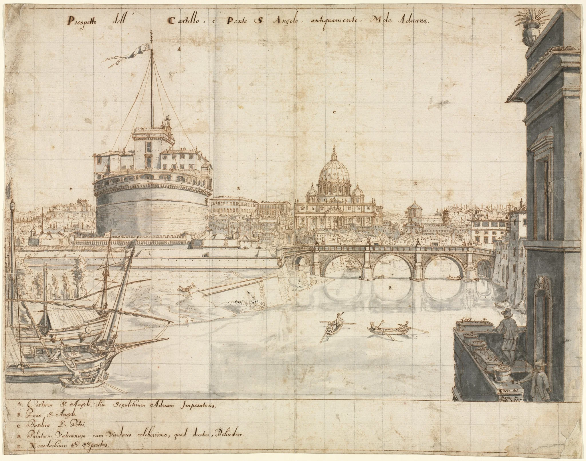 Eighteen Views of Rome: The Castel Sant'Angelo, by Lievin Cruyl, 1665