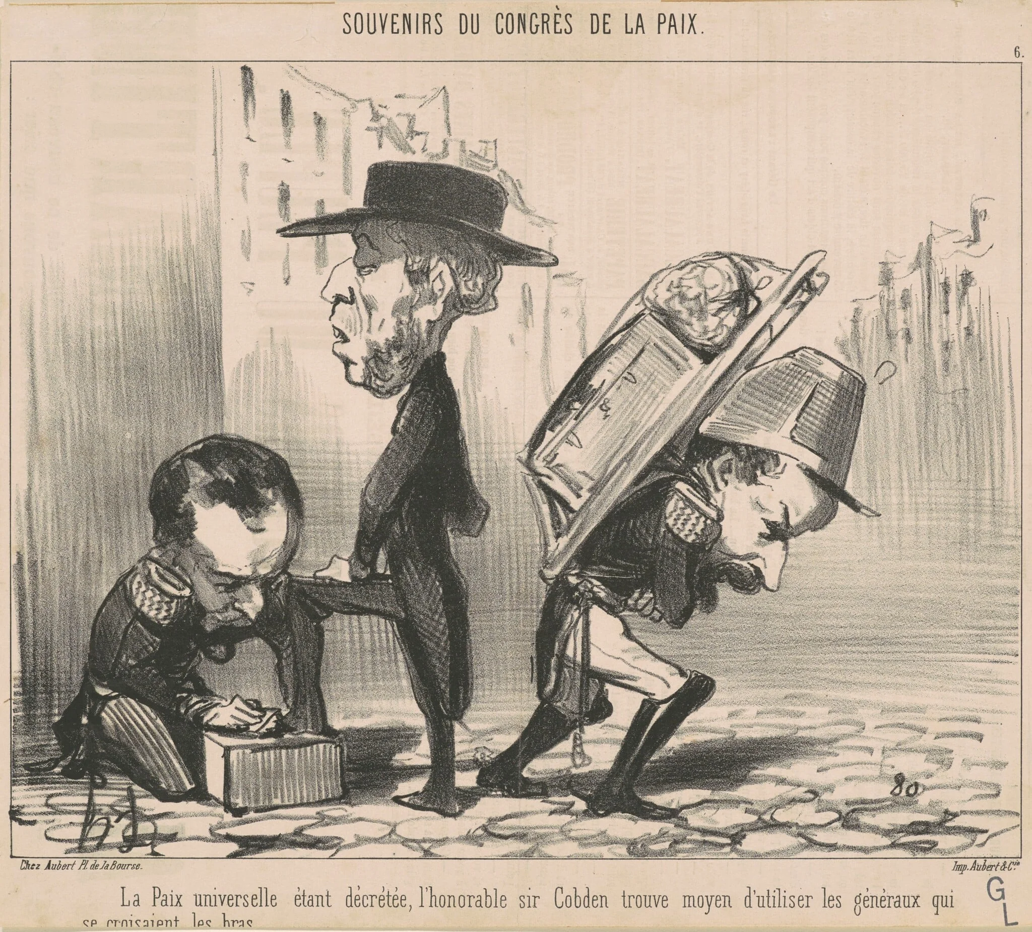 La paix universelle étant décrétée ..., by Honoré Daumier, ink, 1849
