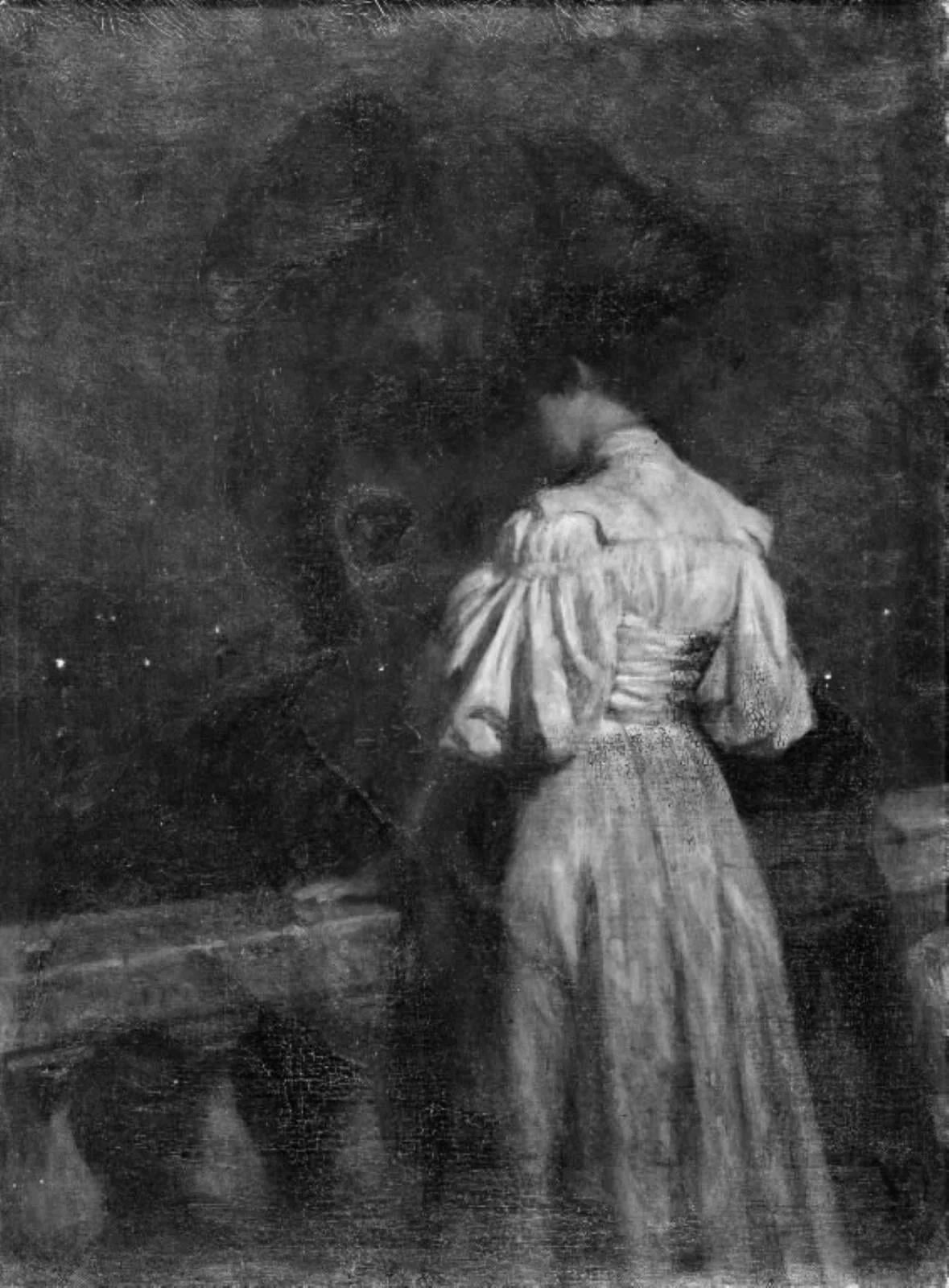 En ung dame på en altan, by Unknown, 1850
