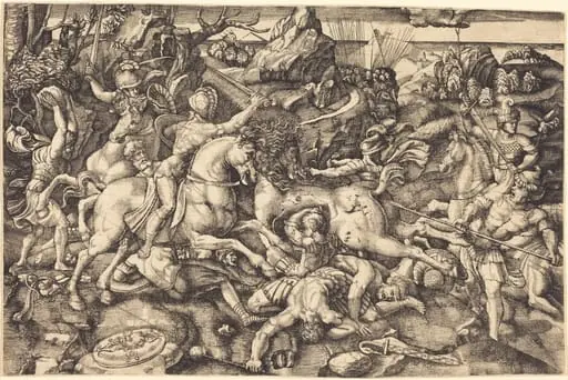 Combat between Horsemen and Foot Soldiers