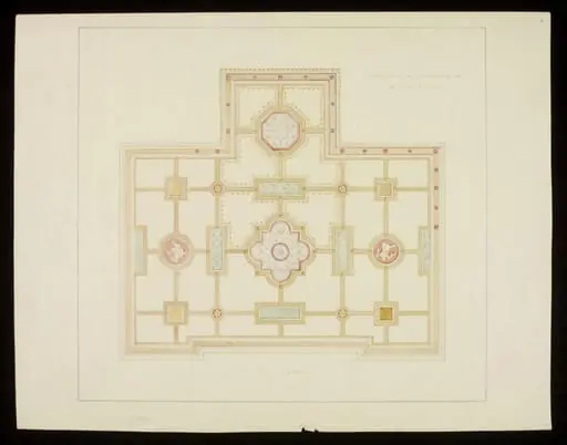 Ceiling of a drawing room at Rowfant, Crawley