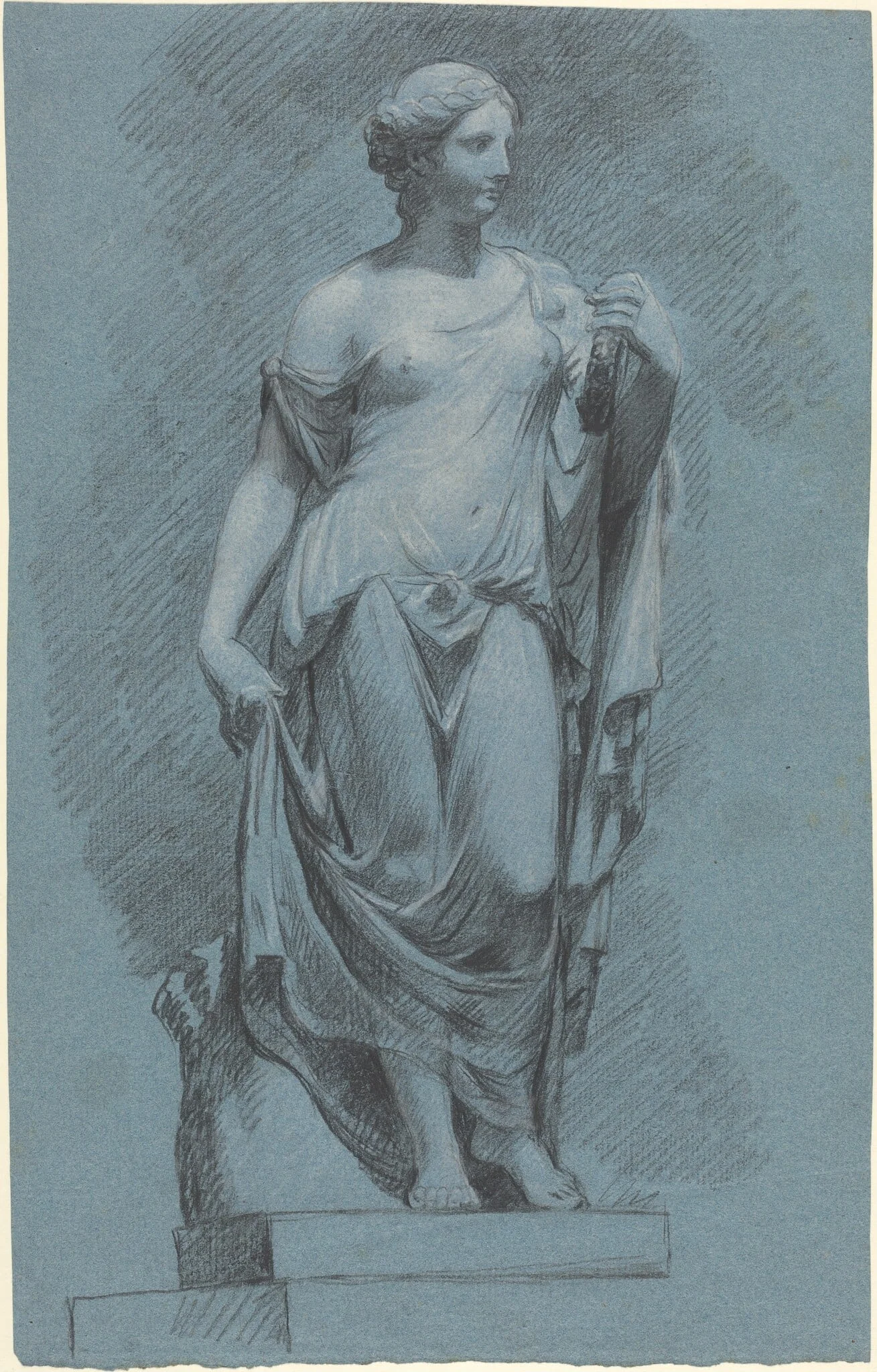 The "Farnese Flora" at Stourhead, by Samuel Woodforde, chalk, 1790