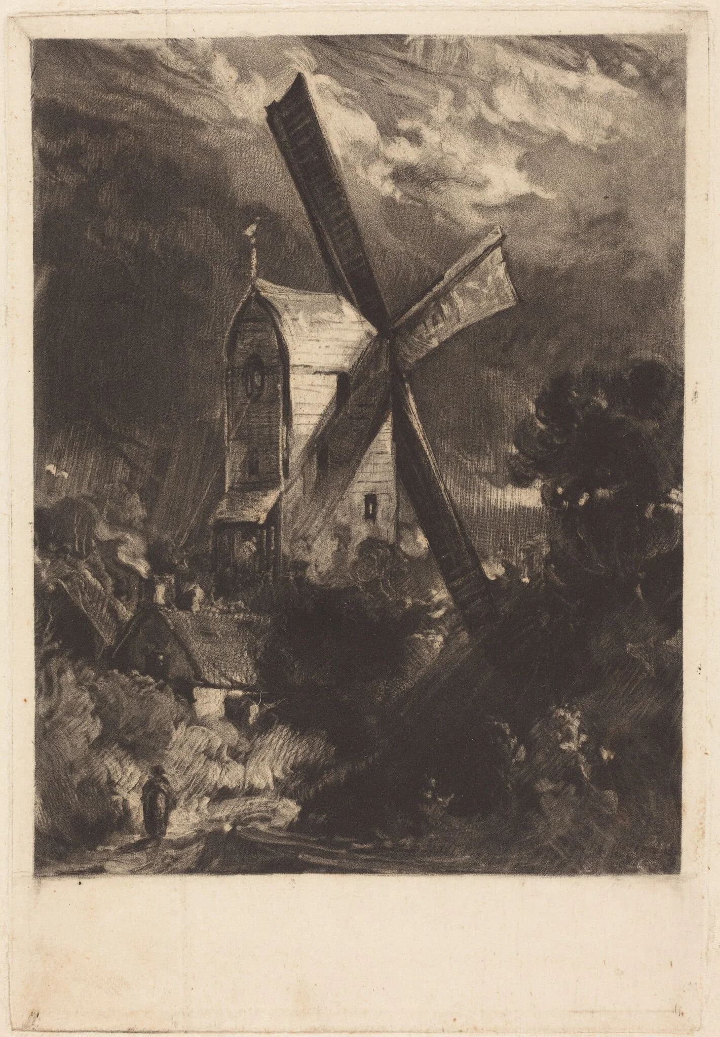 Mill near Brighton, by David Lucas, ink, 1829