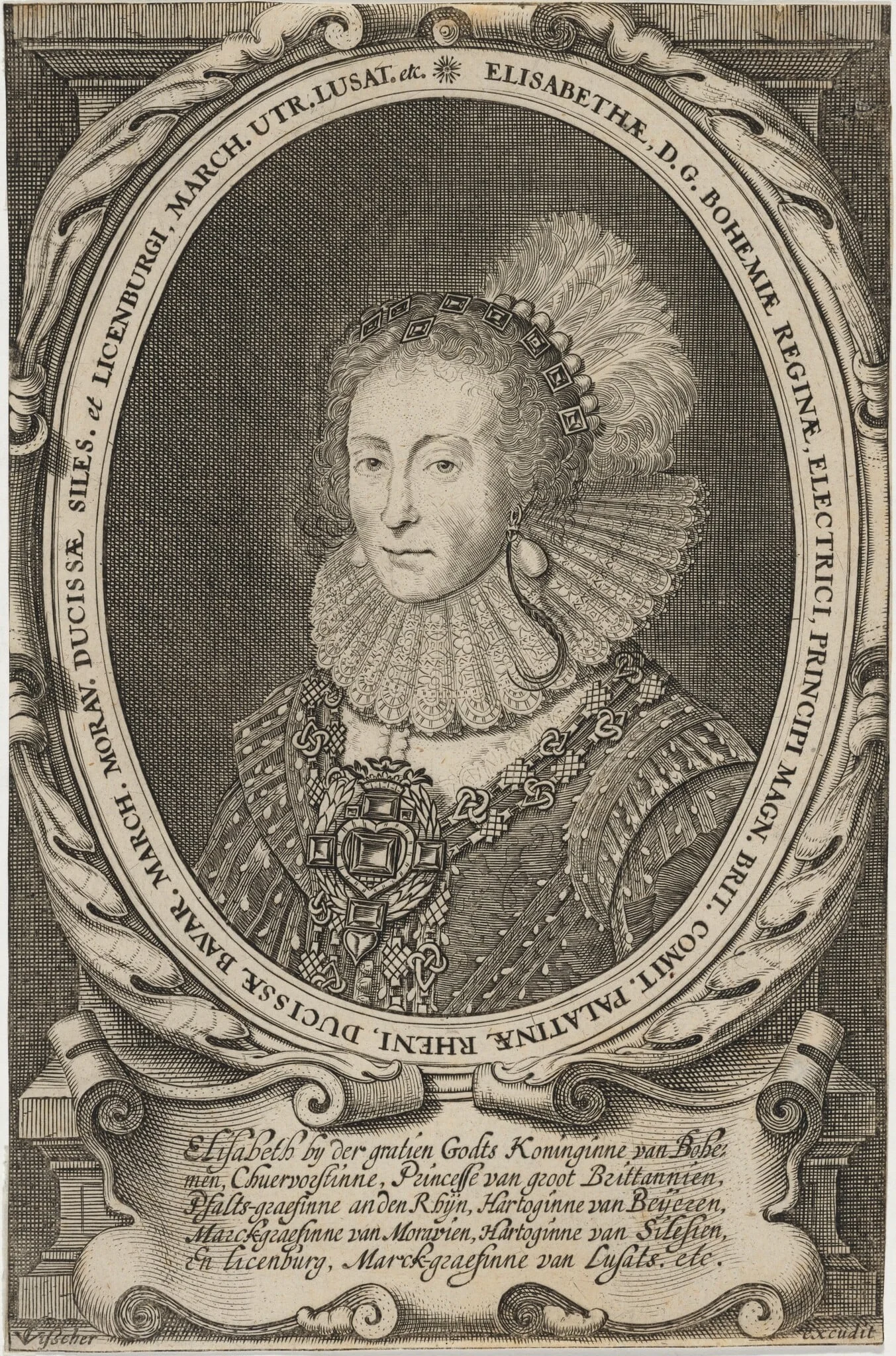 Elizabeth, Queen of Bohemia, by Claes Jansz Visscher, ink, 1619
