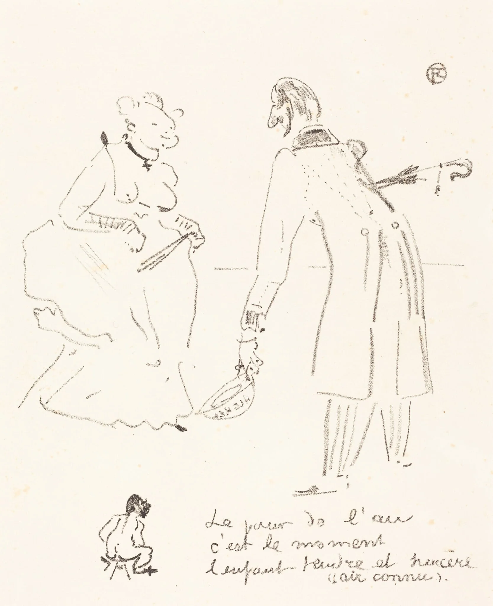 New Year's Greeting (Le compliment du jour de l'an), by Henri de Toulouse-Lautrec, ink, 1897