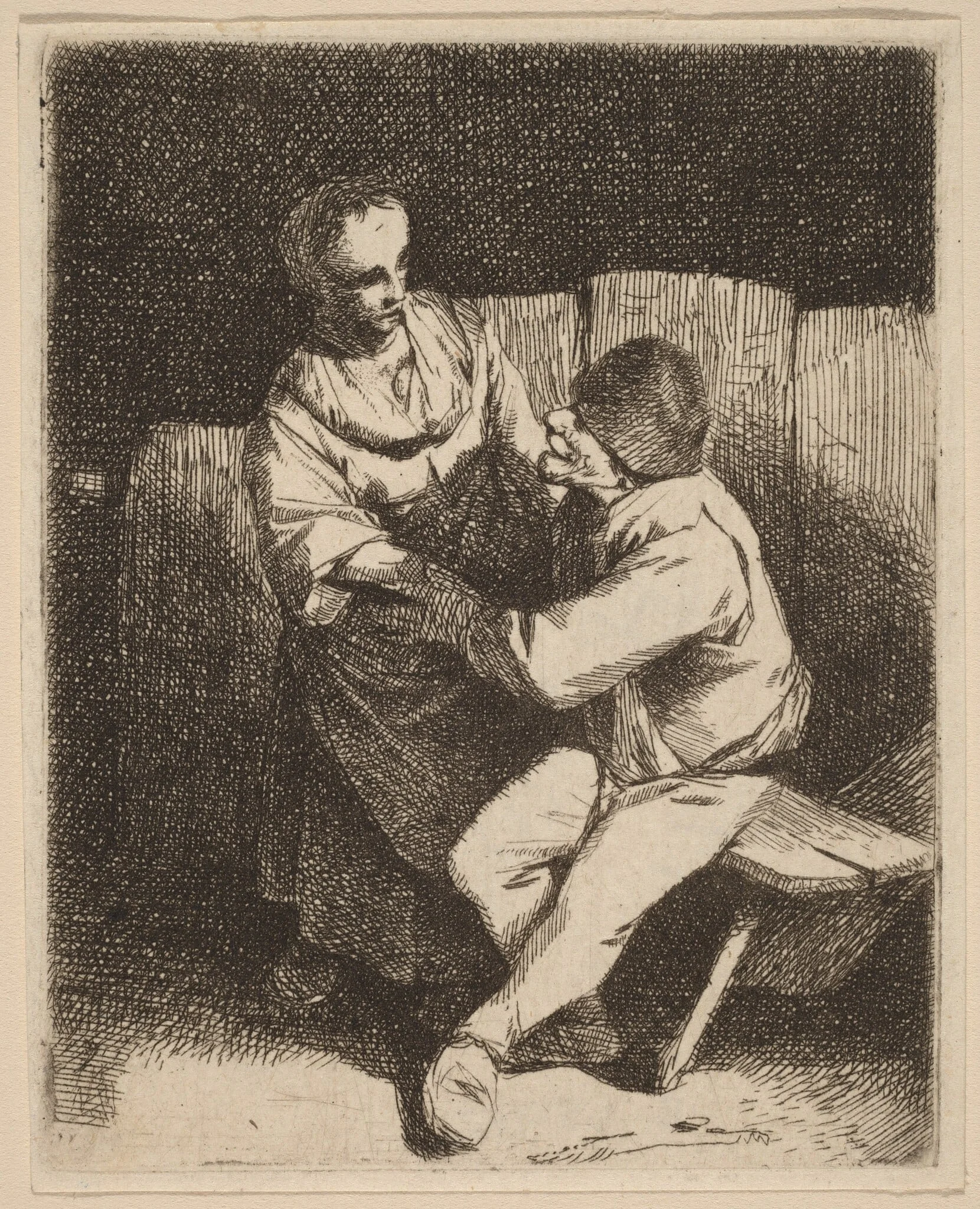 The Refused Caress, by Cornelis Pietersz Bega, ink, 1648