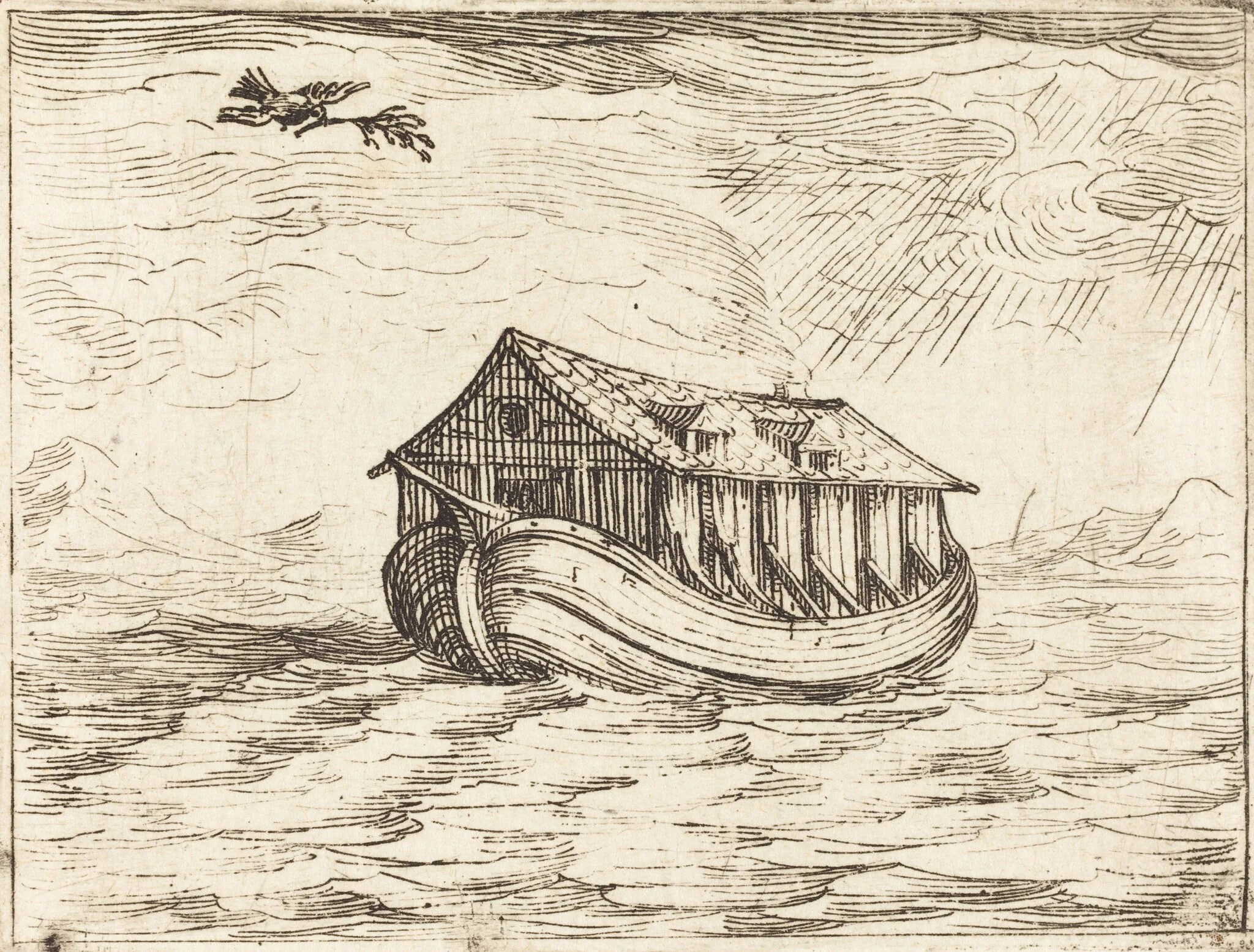 Noah's Ark, by Jacques Callot, ink, 1628
