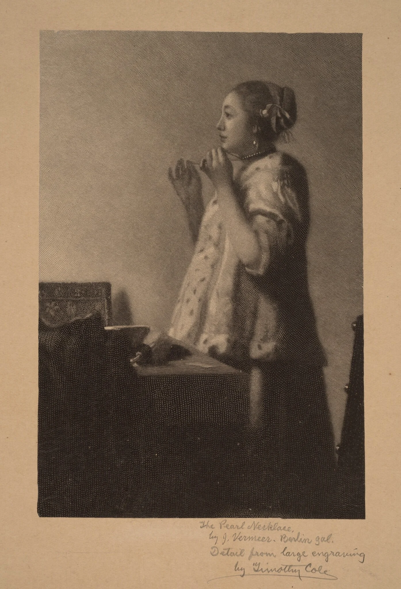 The Pearl Necklace, by Timothy Cole, ink, 1916