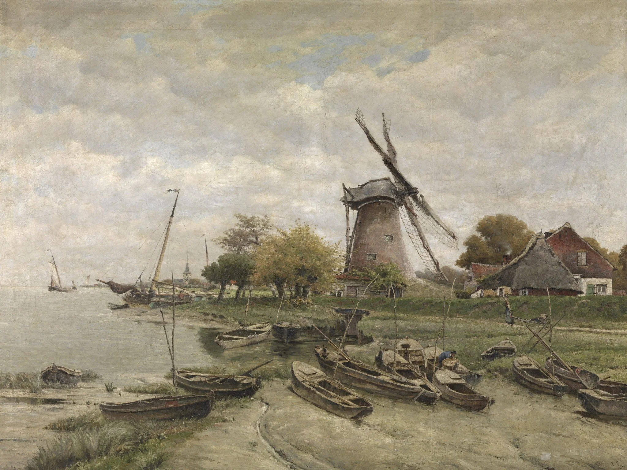 The Scheldt in Mariekerke, by Isidore Meyers, oil, 1886