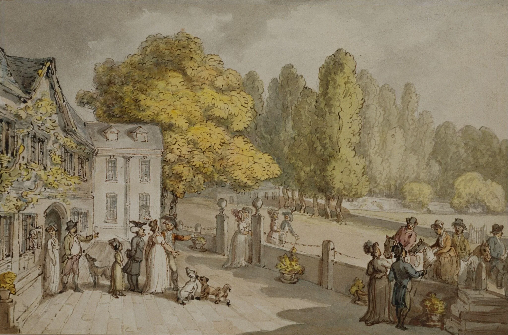 A House and Figures, by Thomas Rowlandson, watercolor, 1780