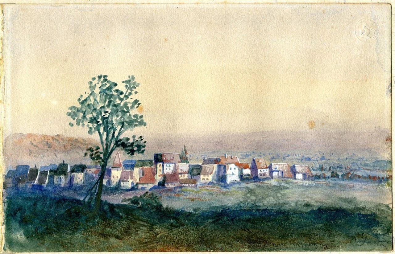 Karl Jauslin (1842-1904) - Malerei, Dorfansicht, by Karl Jauslin, unspecified, 1883