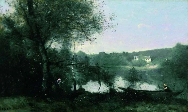 The Town of Avray, by the River, by Jean Baptiste Camille Corot, oil, 1845