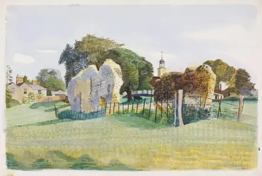 View of the Ruins of the Cloister, the Belfry of St. Mary's Church, and the Vicarage, Tilty