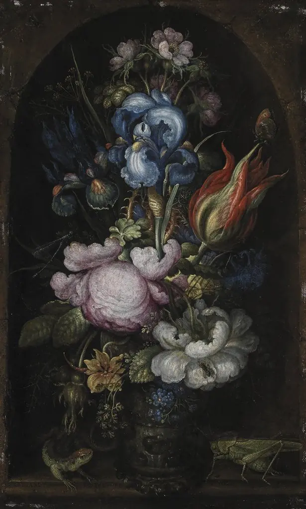 Bouquet of Flowers in a Stone Niche