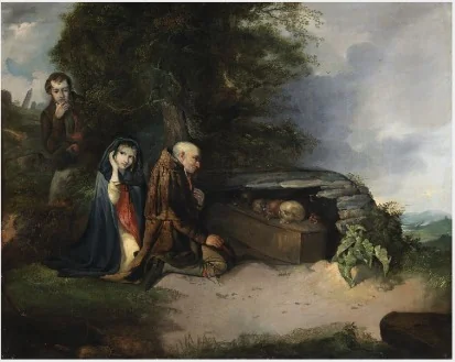 Figures by a Coffin - a Scene from 'The Collegians', by Daniel MacDonald, oil, 1840