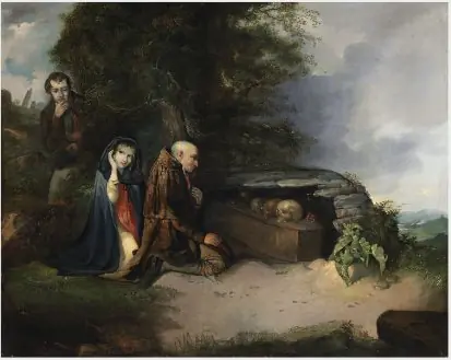 Figures by a Coffin - a Scene from 'The Collegians'