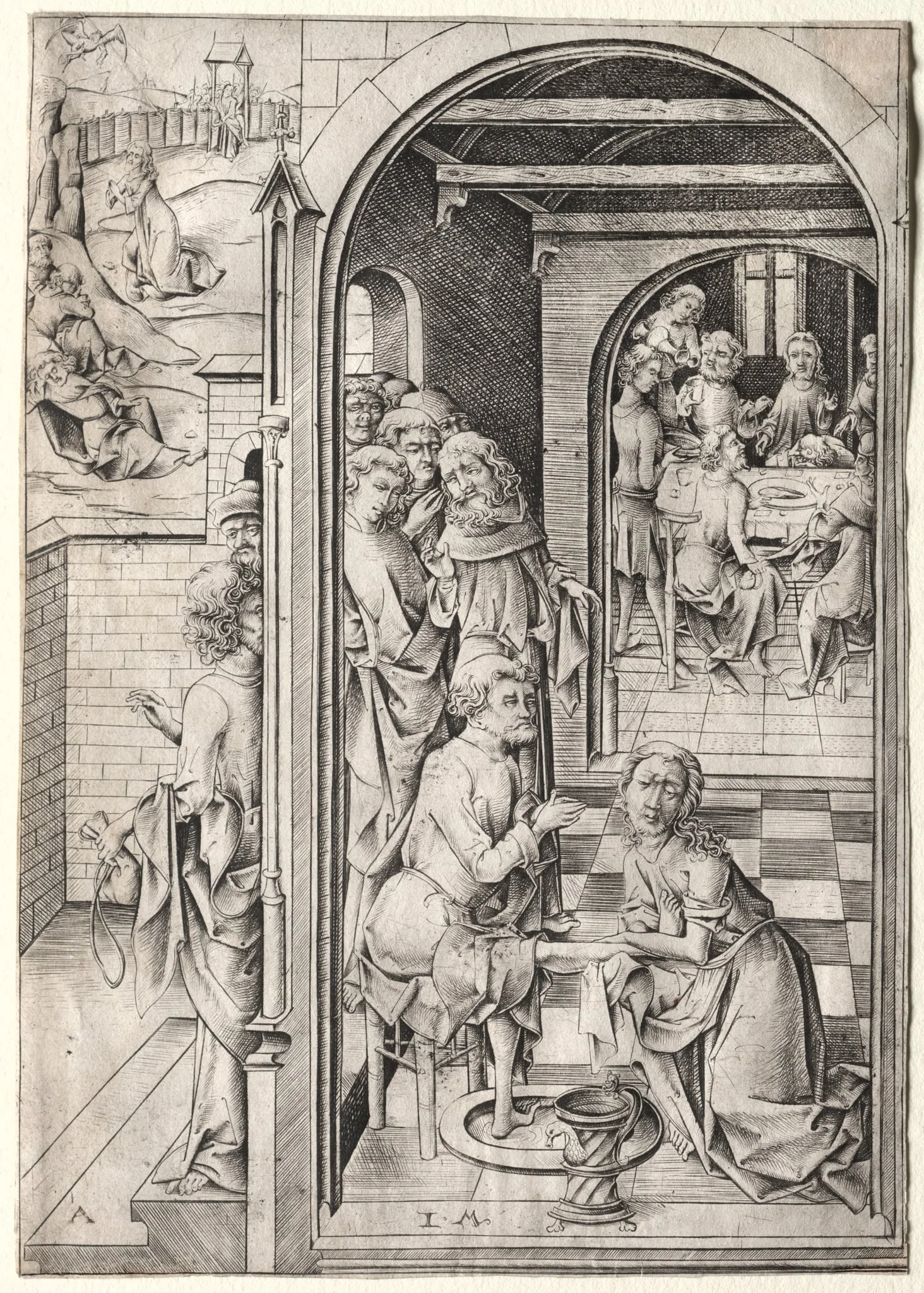 The Passion:  Christ Washing the Feet of His Disciples, by Israhel van Meckenem, 1480