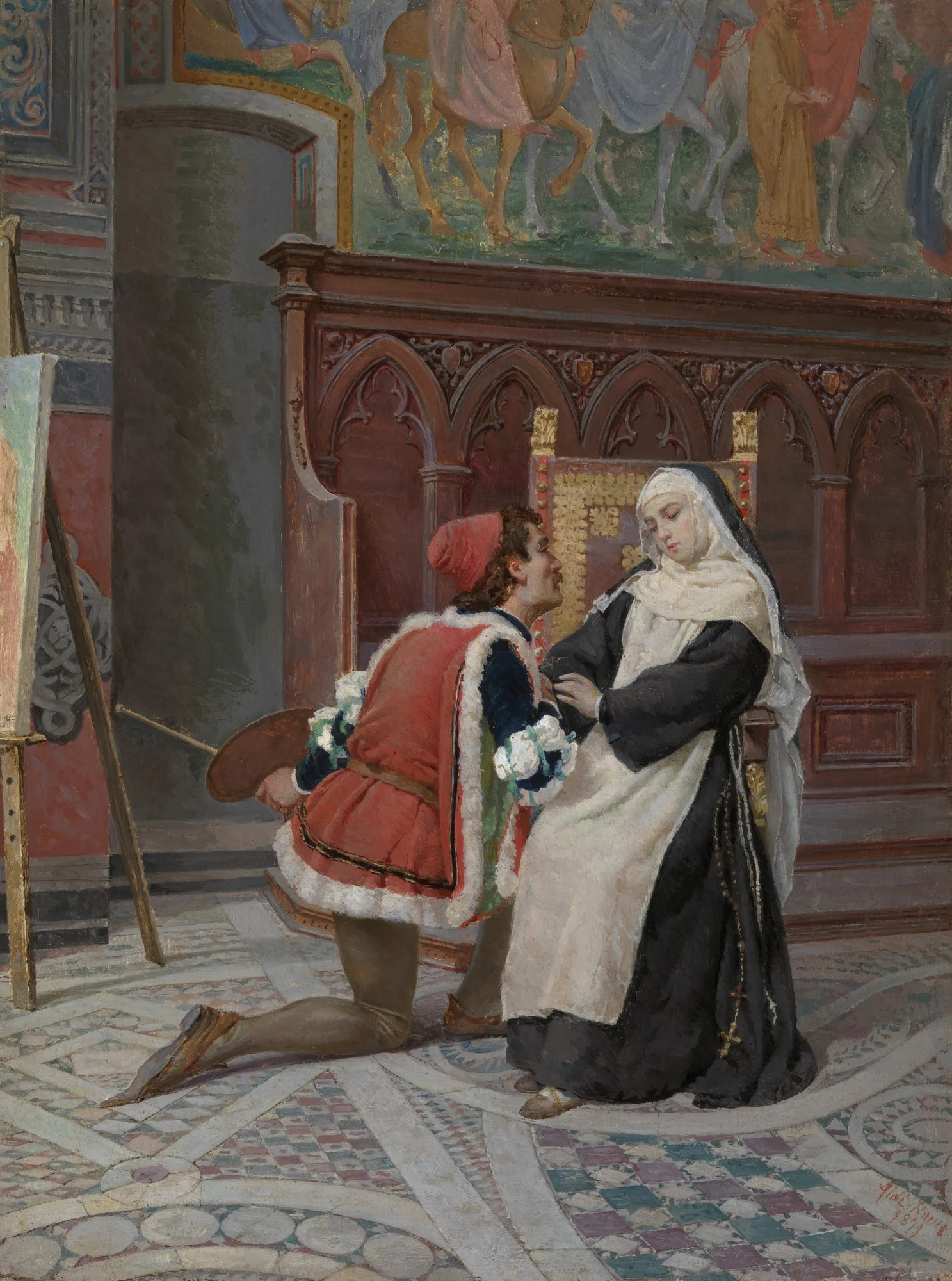 A Painter and His Model, by Pietro Aldi, oil, 1890