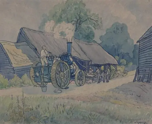 Workmen using a mechanical saw
