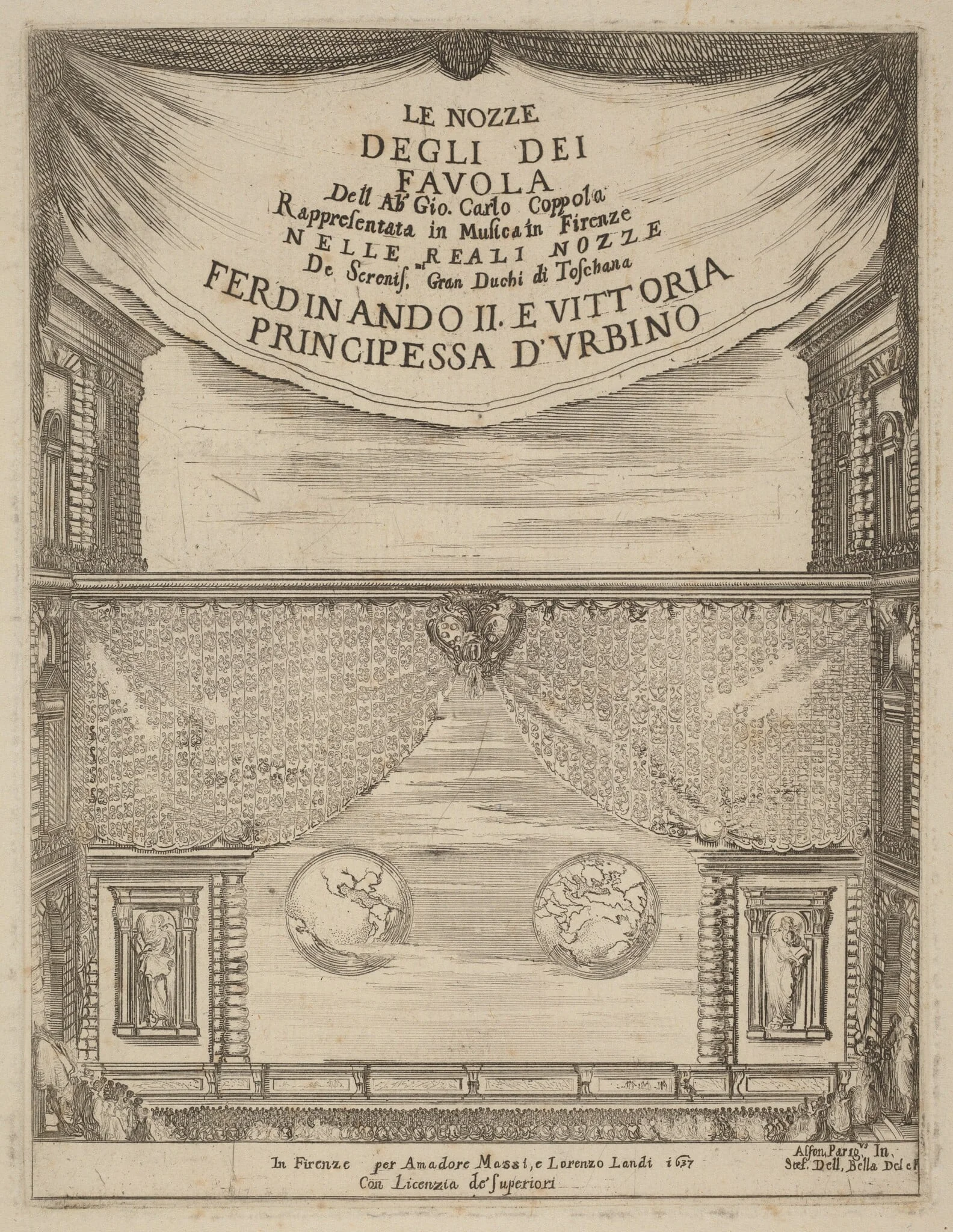 Le Nozze degli Dei: Frontispiece, by Stefano Della Bella, ink, 1637