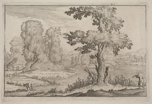 Herdsman and Cows Crossing a River