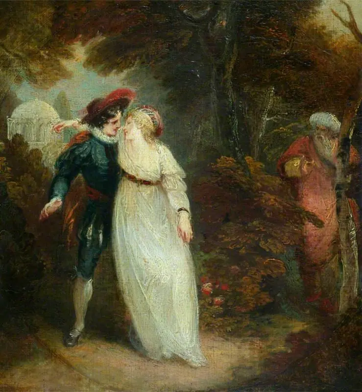 Zoraida, Discovered by Her Father, Agimorato, in the Arms of Rui Pérez de Viedma  (from Cervantes' 'Don Quixote', Part I, Chapter 14)