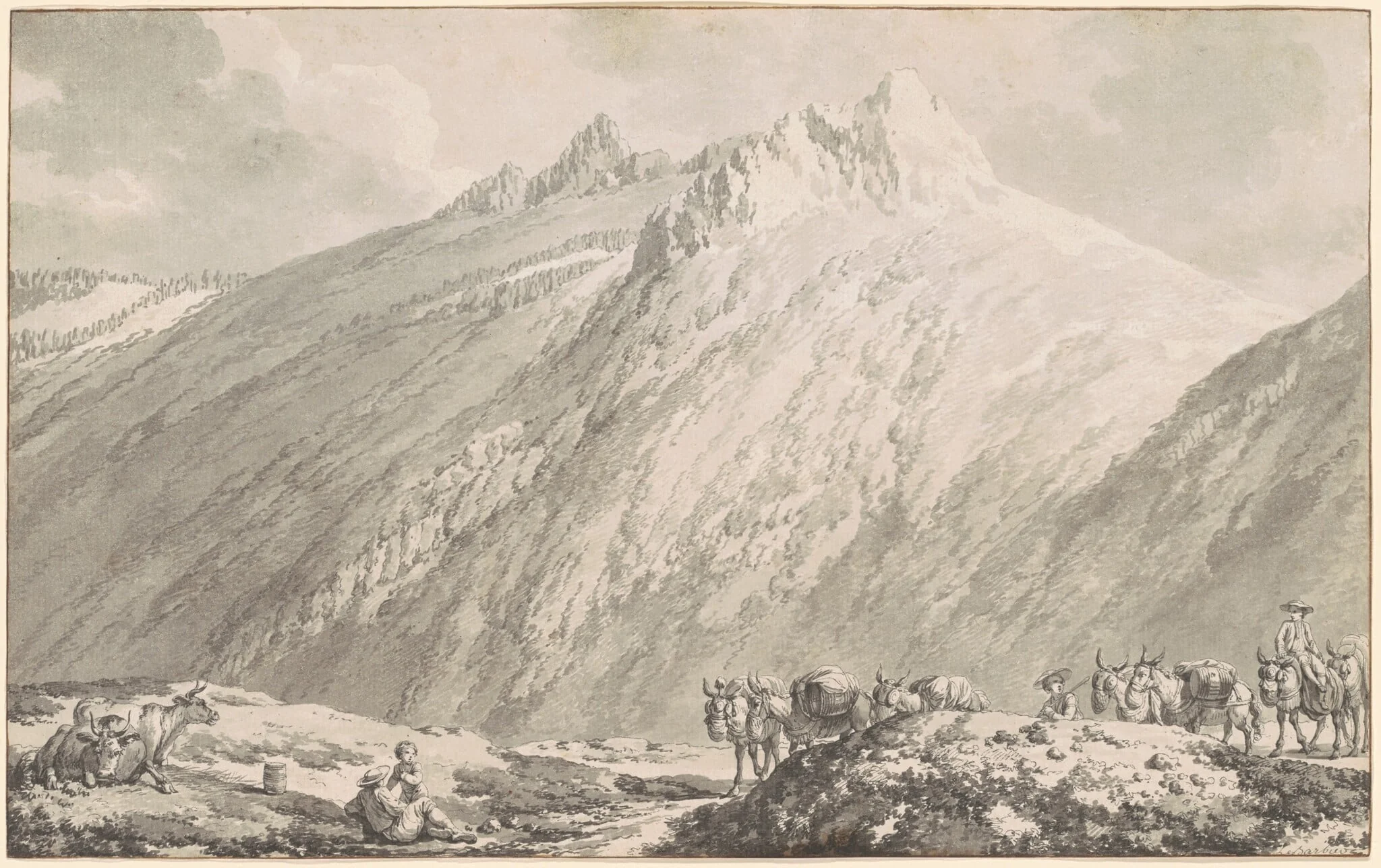 The Grimsel Pass, by Jean-Jacques-François Le Barbier I, ink, 1778