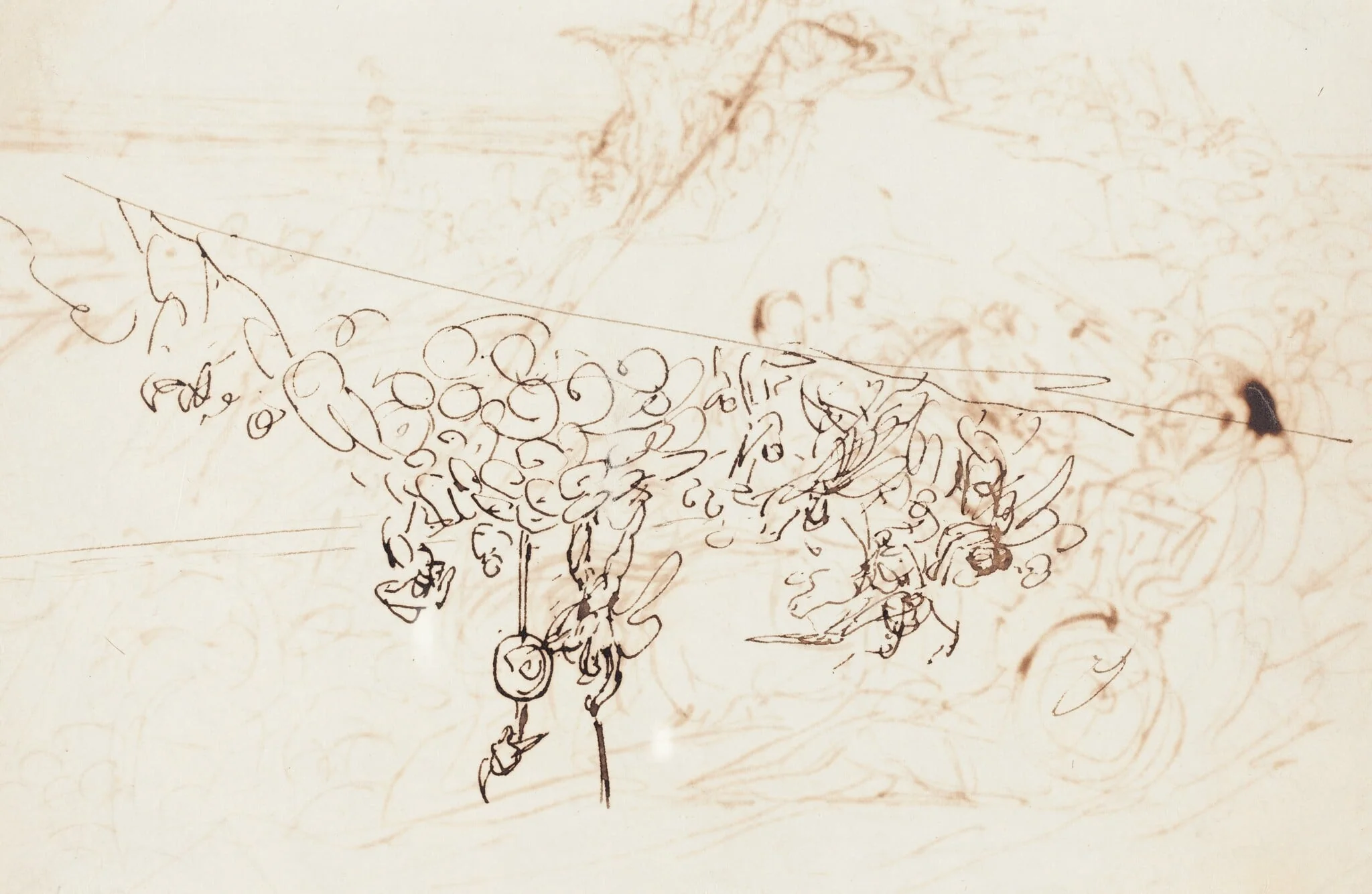 Xenophon and the Greeks Sighting the Sea [verso], by Benjamin Haydon, ink, 1816