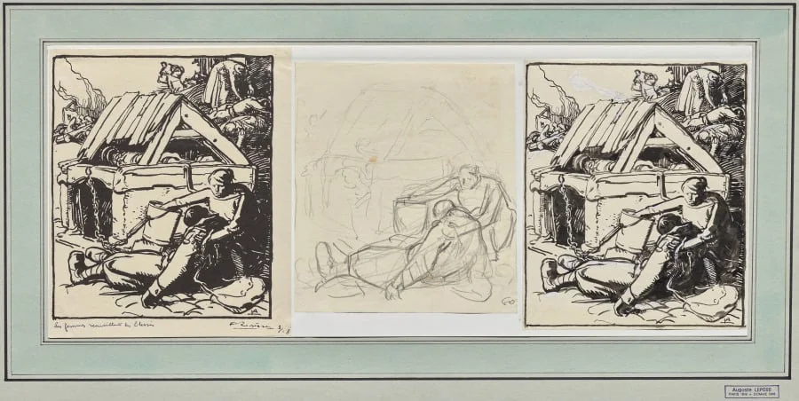 Les Femmes receuillant les blesses, by Auguste Lepère, 1914