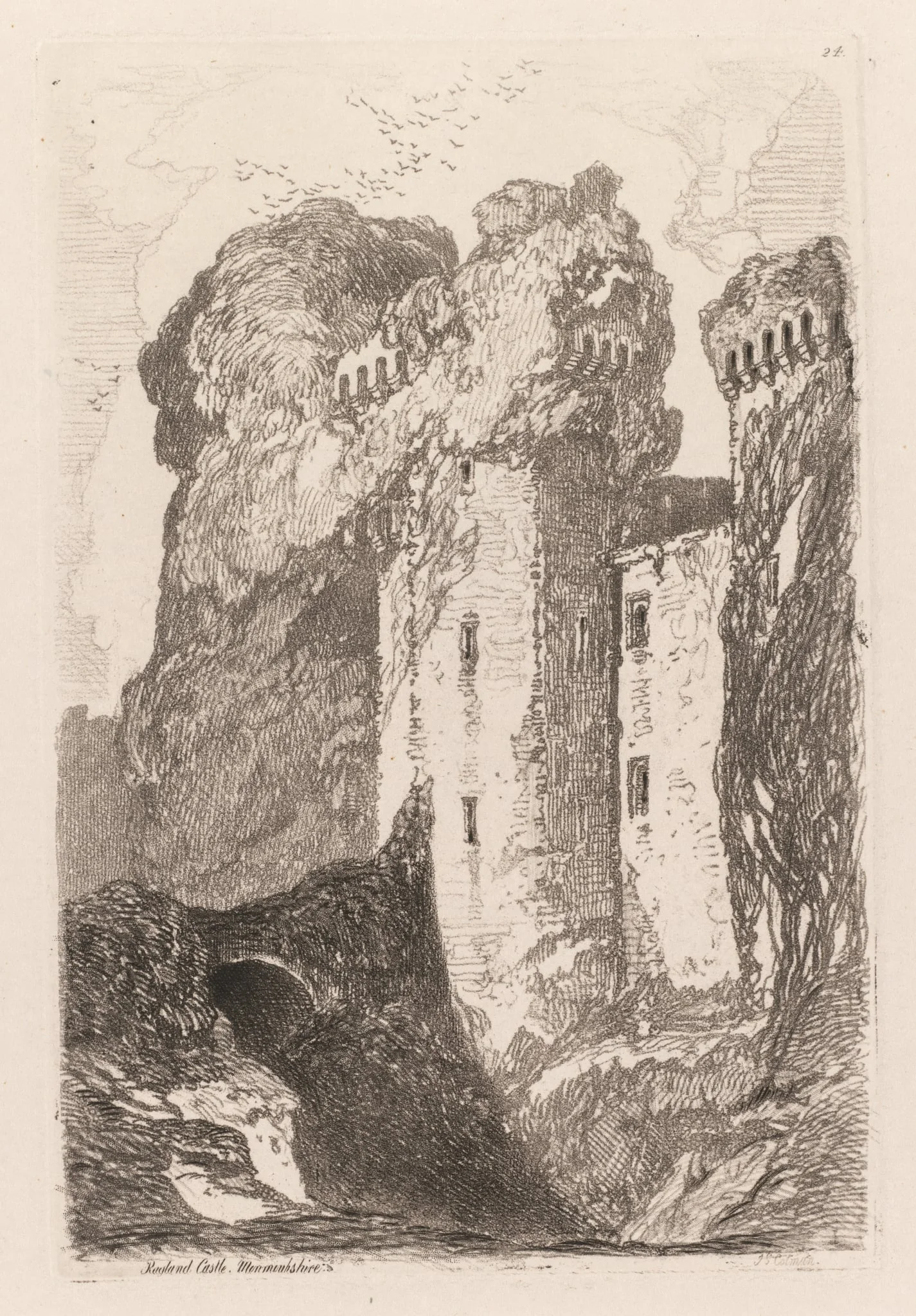 Liber Studiorium: Ragland Castle, Monmouhshire, by John Sell Cotman, 1838