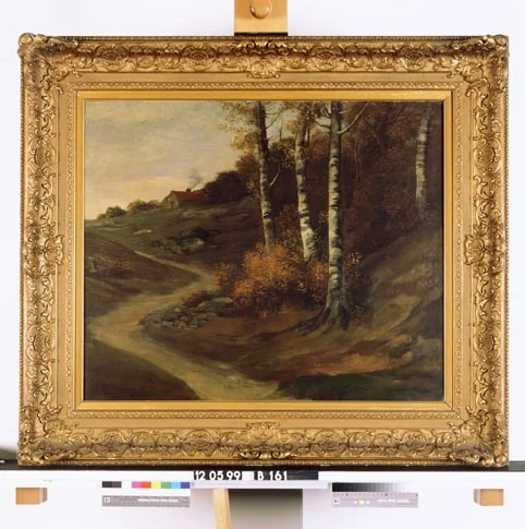 Landschap met berken, by August Le Gras, oil, 1850