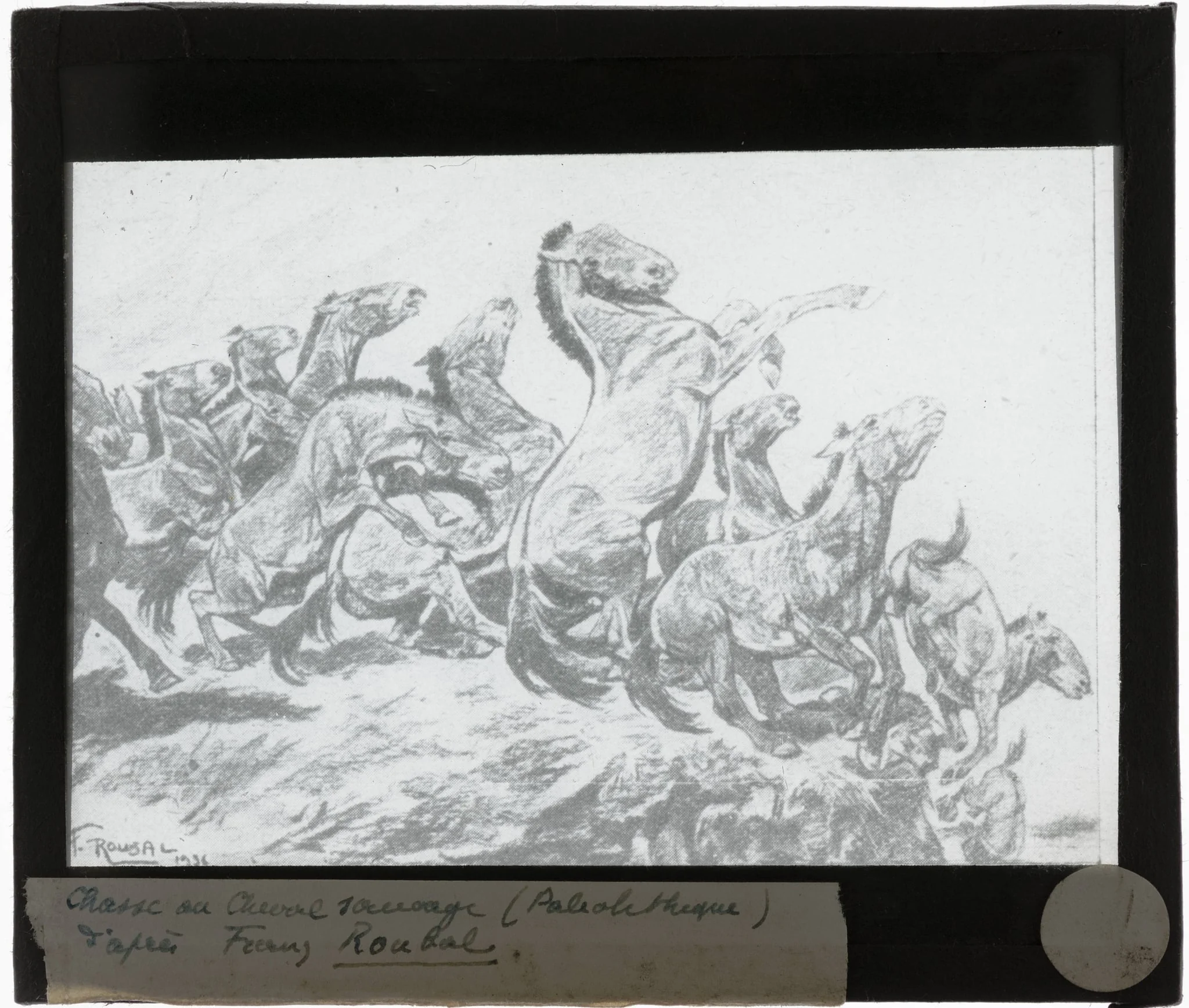 Franz Roubal. Jacht op wilde paarden. Paleolithicum, by Franz Roubal, 1938
