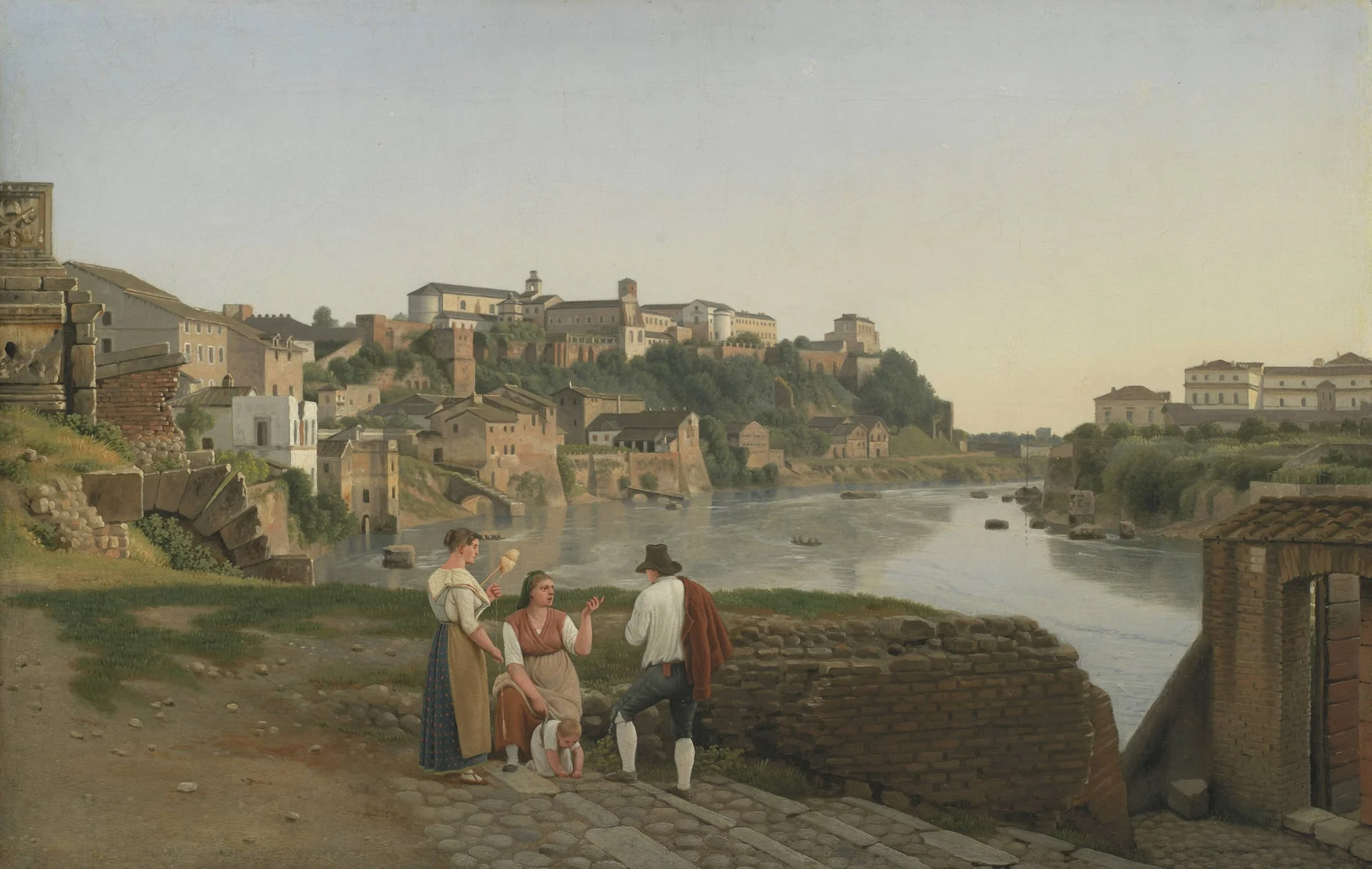 View of the Tiber towards the Aventin Hill in Rome, by Unknown artist, 1850