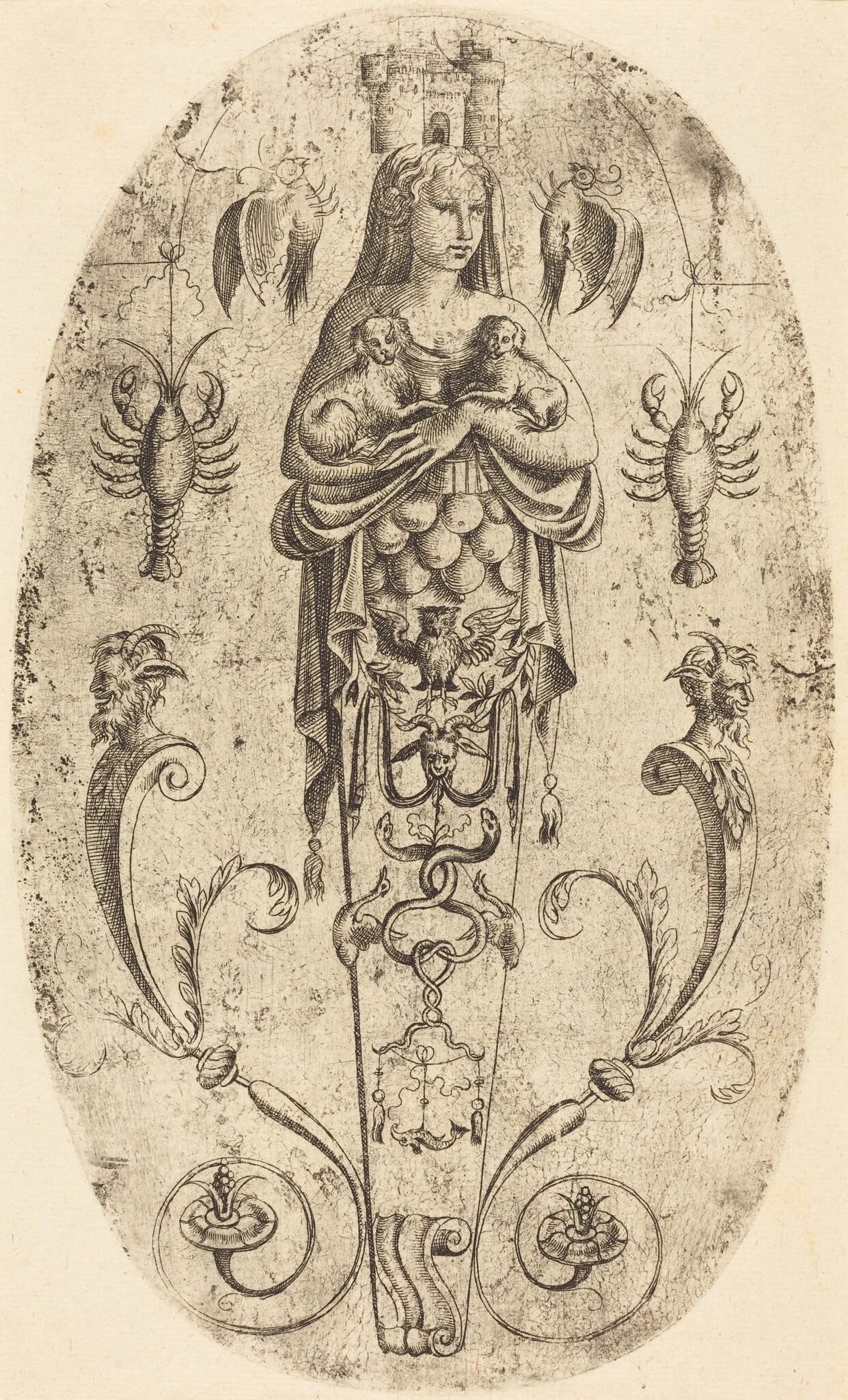 Diana of Ephesus, by Jean Mignon, ink, 1563