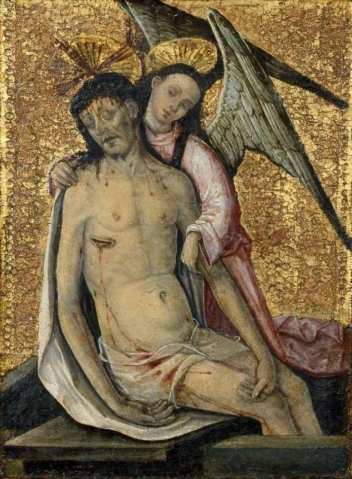 The Dead Christ supported by an Angel, by Rodrigo de Osona, unspecified, 1494